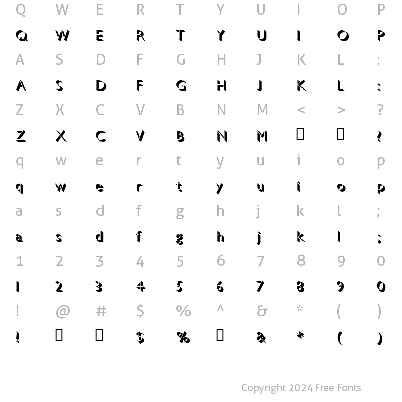 Character Map of Gill Sans MT Shadowed Light Regular