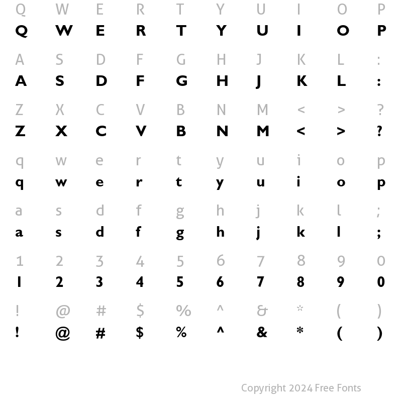 Character Map of Gill Sans MT Std Bold