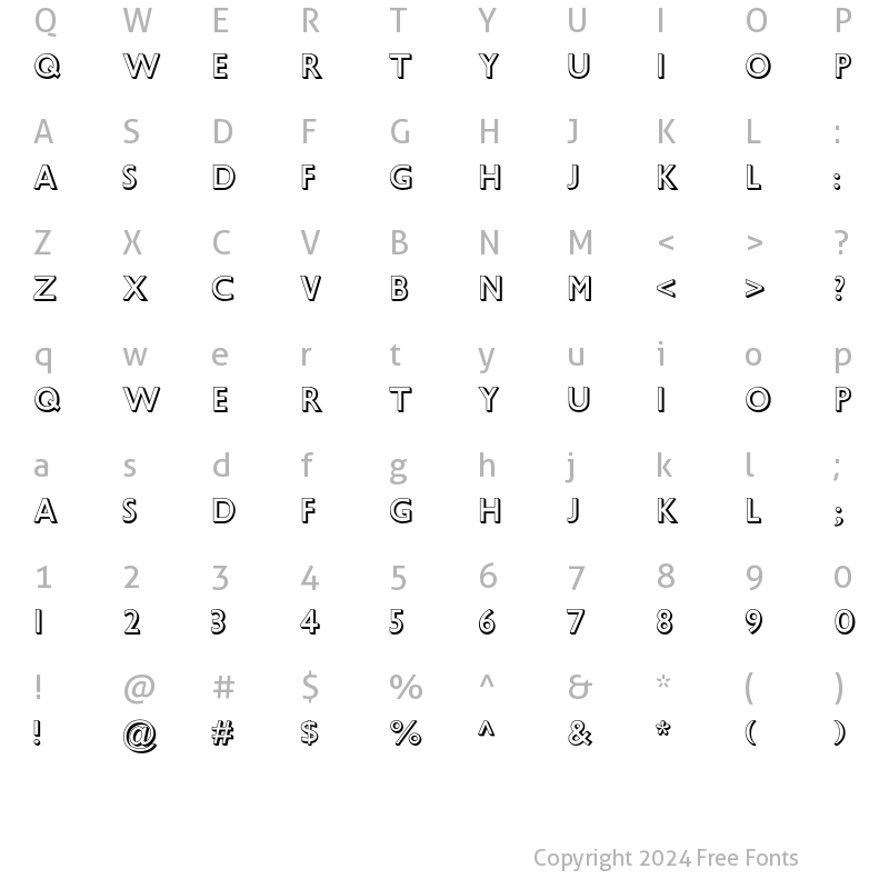 Character Map of Gill Sans Shadow MT Pro Regular