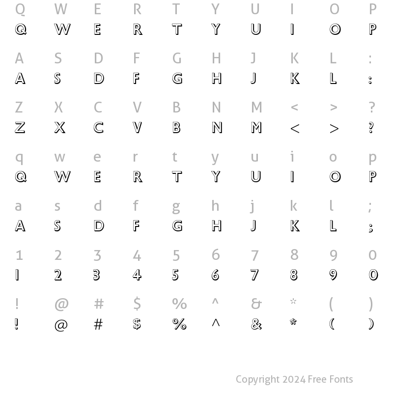 Character Map of Gill Sans Std Shadowed