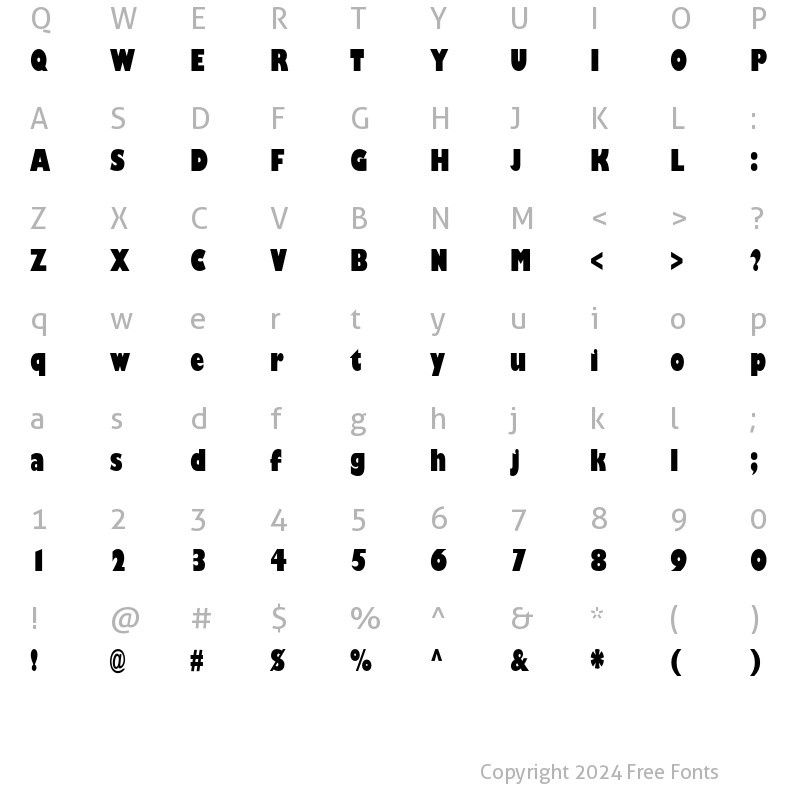 Character Map of Gill Sans Std Ultra Bold Condensed