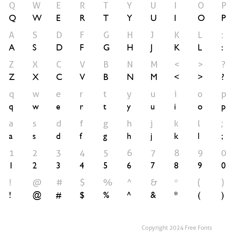 Character Map of Gill SSi Regular