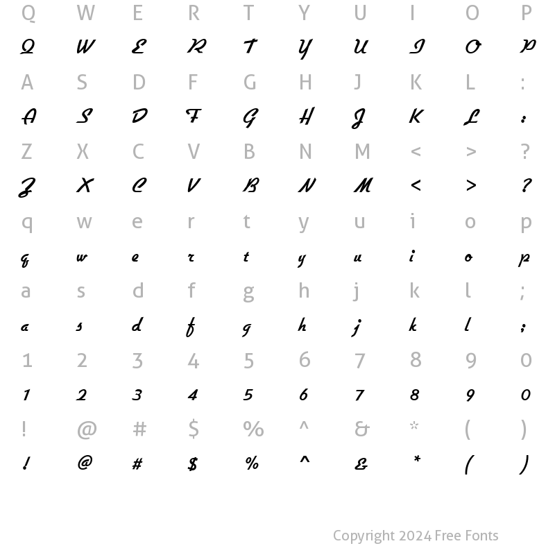 Character Map of GilliamScript Bold