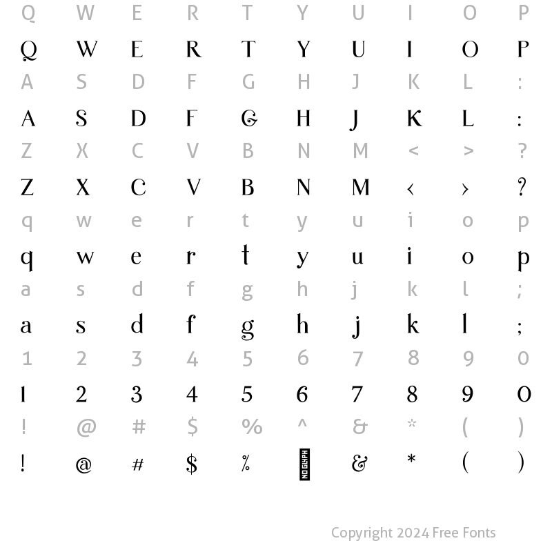 Character Map of Gillian Regular