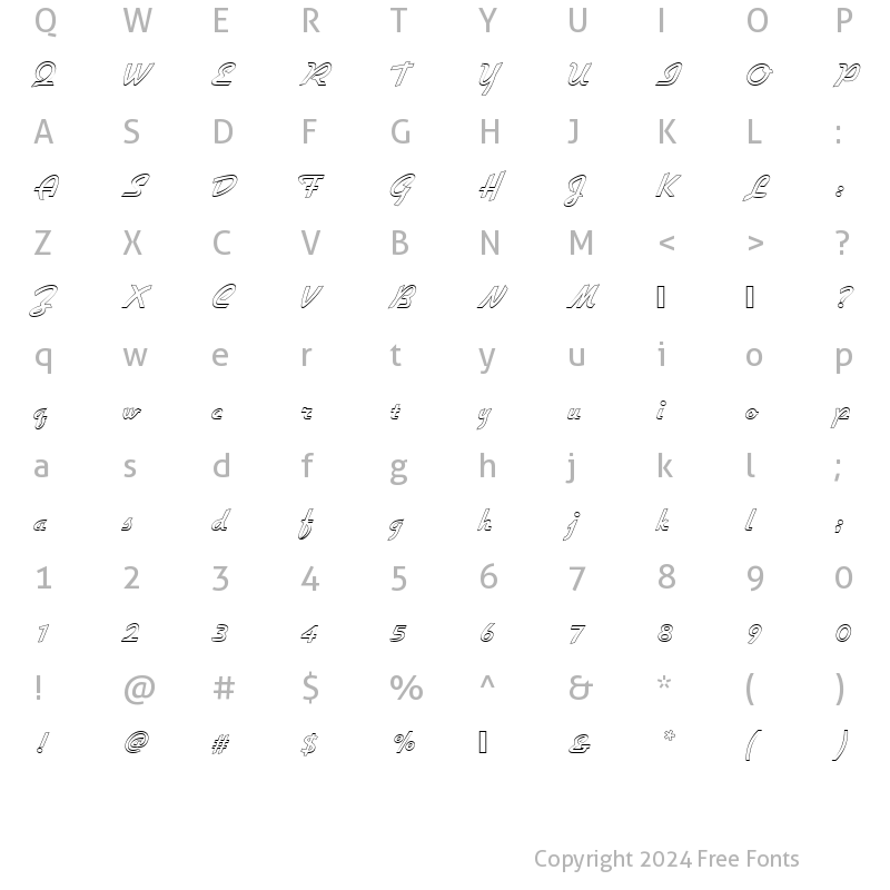 Character Map of GilliesGotDBolOu1 Regular