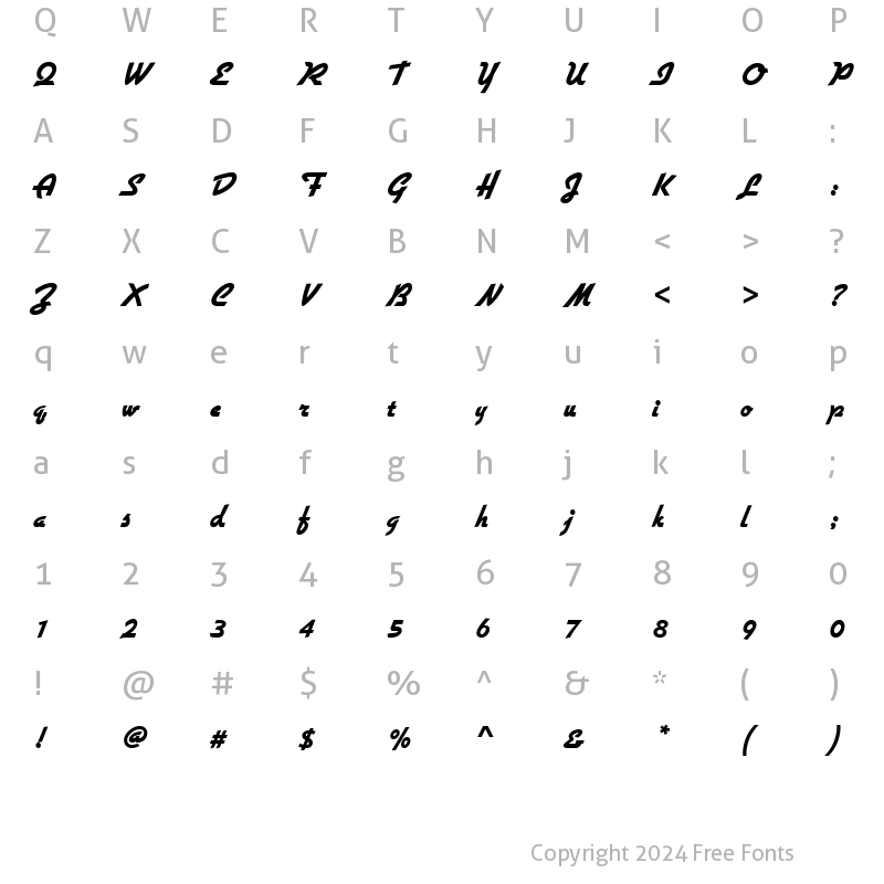 Character Map of GilliesGotDExtBol Regular