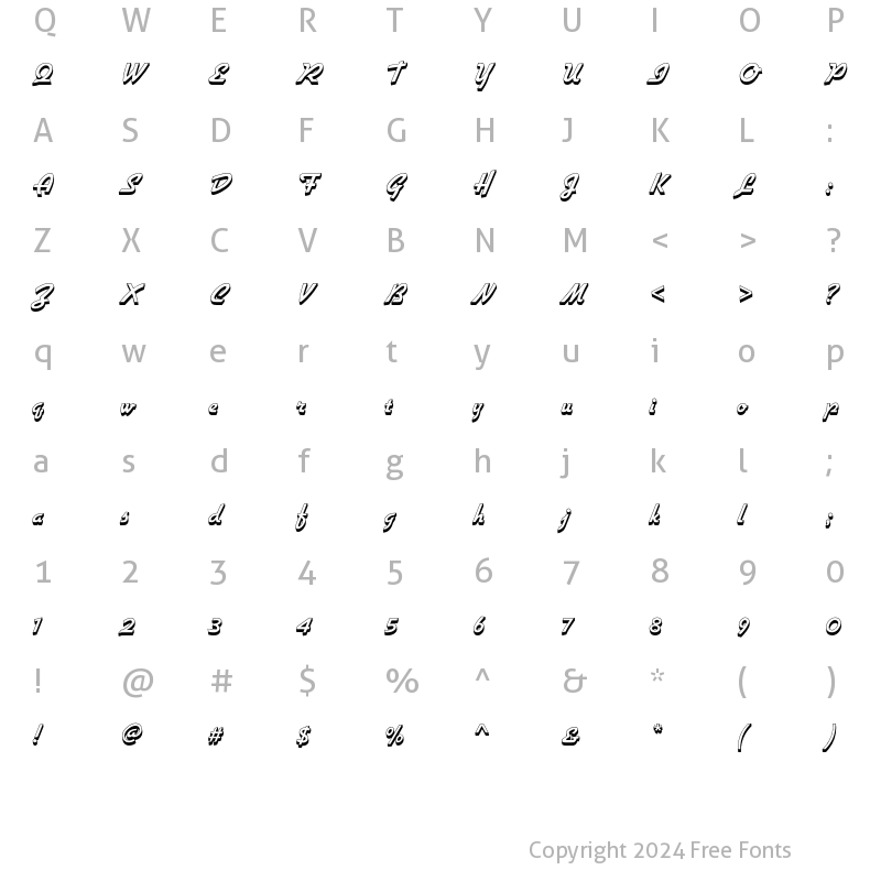 Character Map of GilliesGothicEF XBoShaded Regular