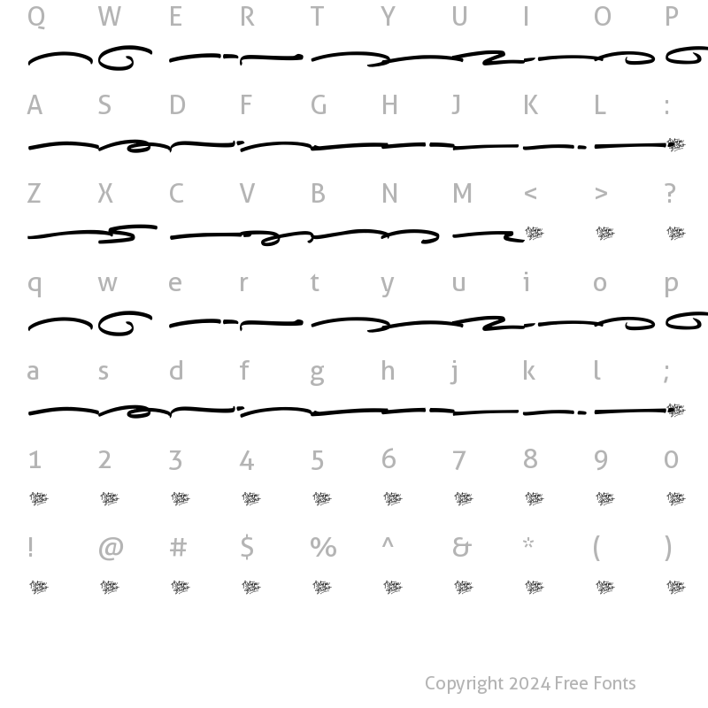 Character Map of Gilligan Coast Swash Regular