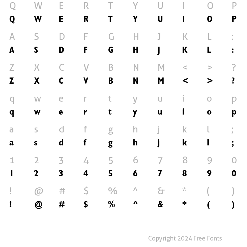 Character Map of GillSans-Condensed Bold