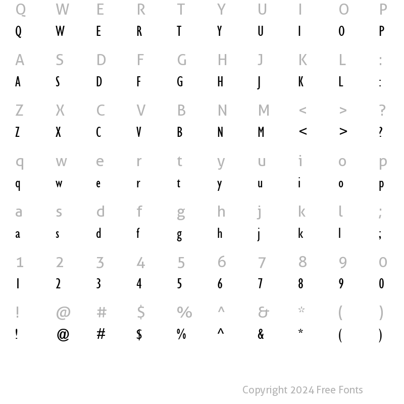 Character Map of GillSans-Condensed Roman