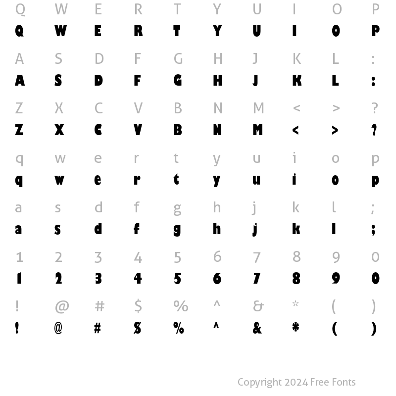 Character Map of GillSansSA-UltraBoldCondenced Regular