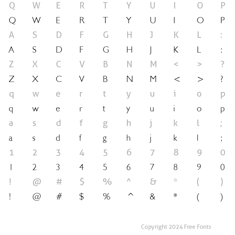 Character Map of Gilsans Light FC Normal