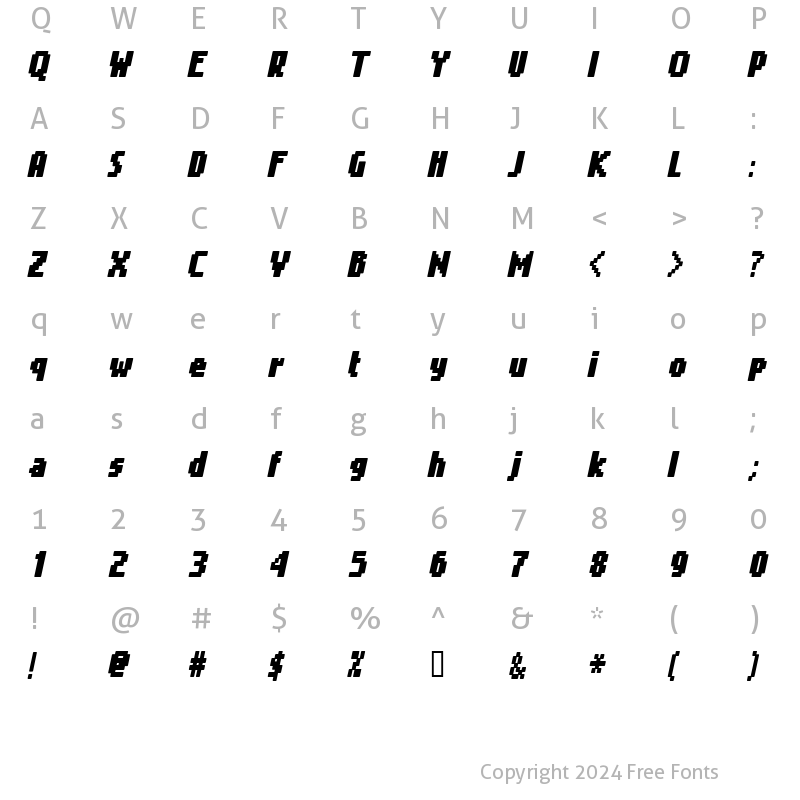 Character Map of Gimenells Italic