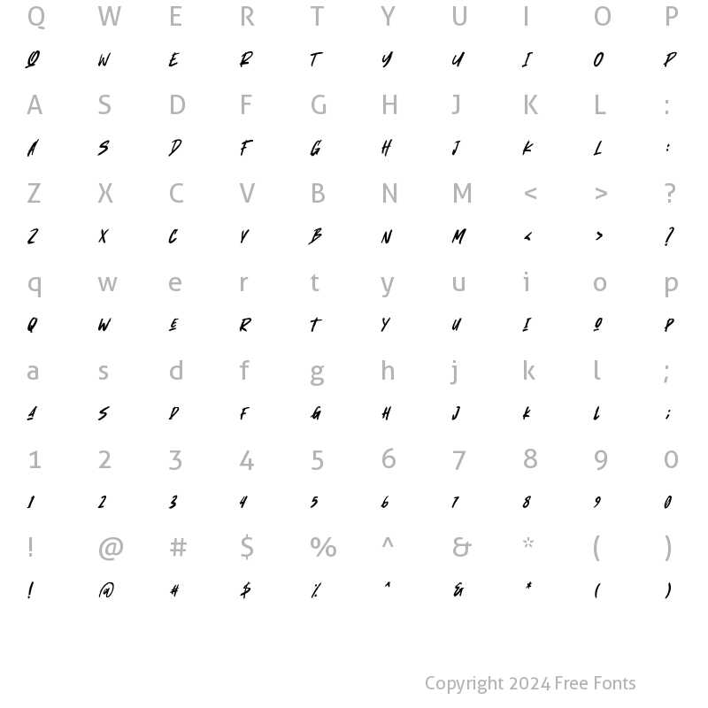 Character Map of gimme Regular