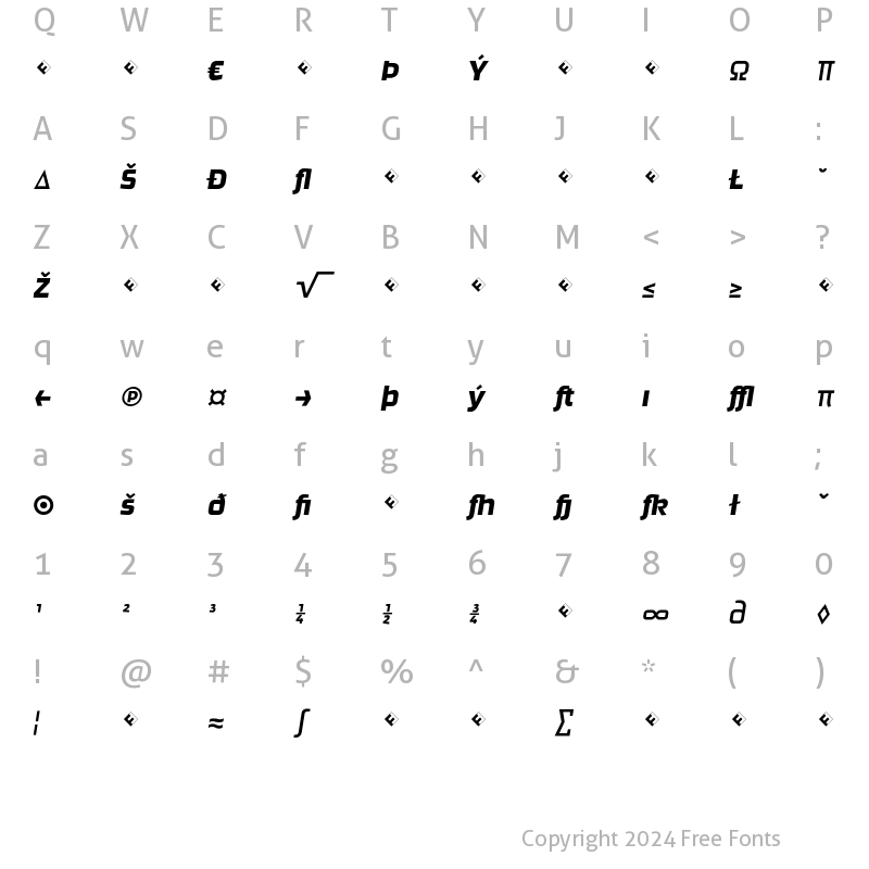 Character Map of Ginger-RegularItalicExpert Regular