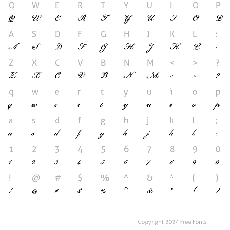 Character Map of Gingertea Script Bold