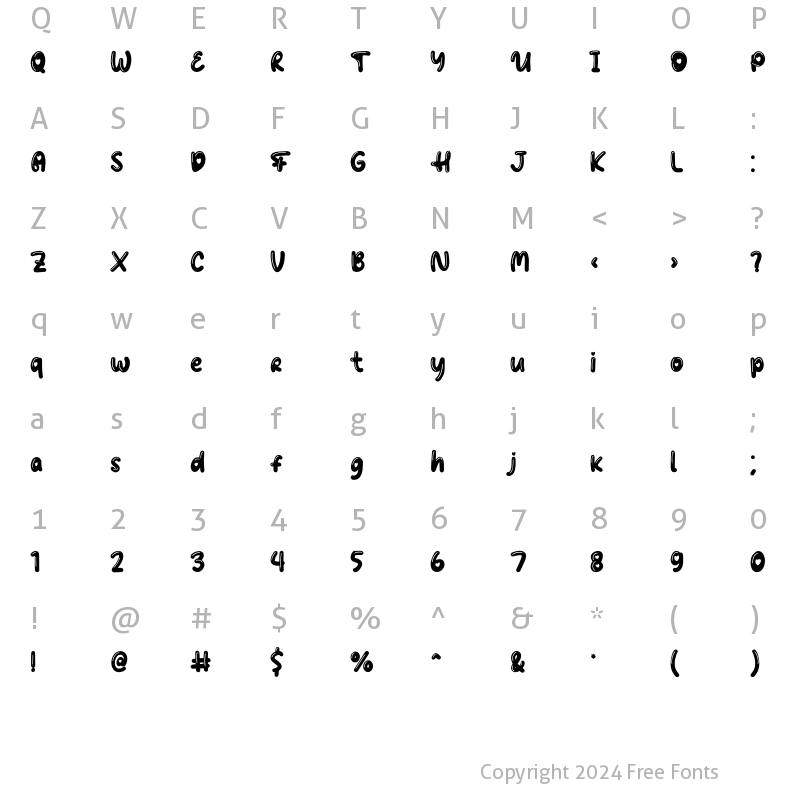 Character Map of Gingies Bubble Regular