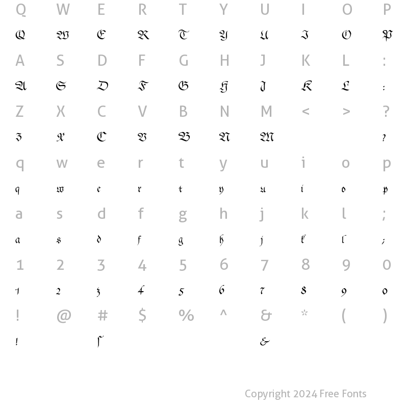 Character Map of GingkoFraktur Regular