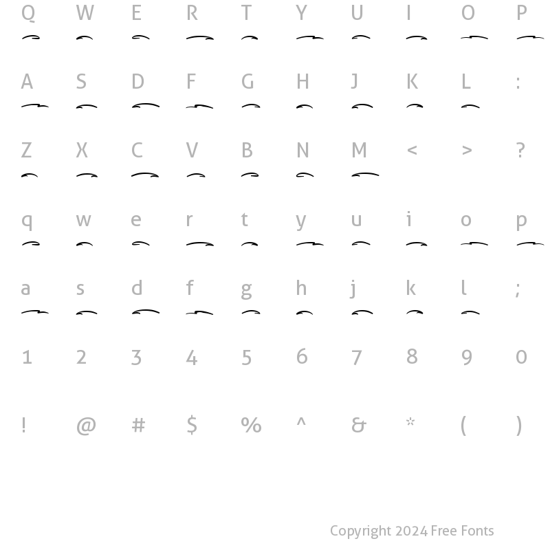 Character Map of Ginloops swash Regular