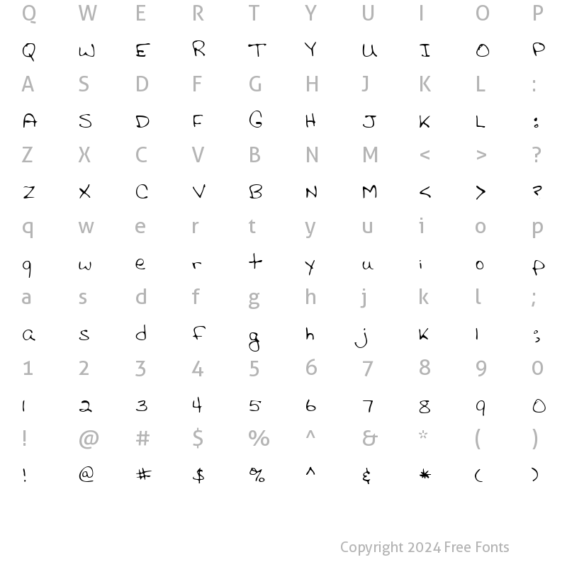 Character Map of GinnysHand Regular