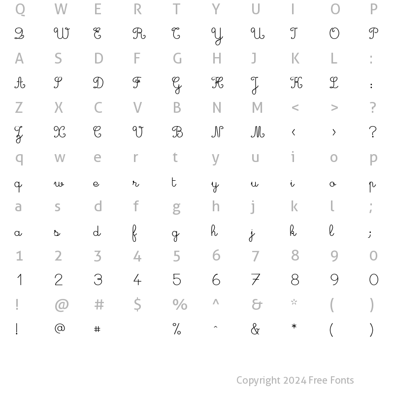 Character Map of GinoSchoolScript Regular