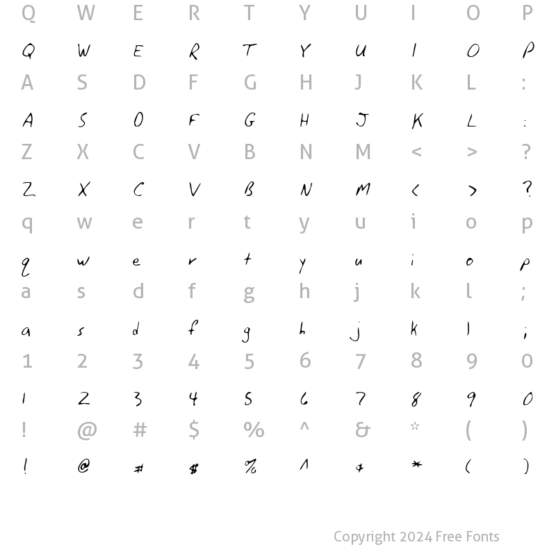 Character Map of GinosHand Regular