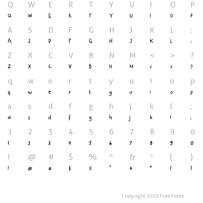 Character Map of Ginthul Regular