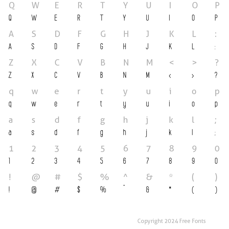 Character Map of Giola Regular Regular