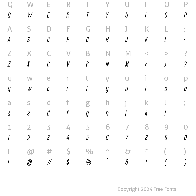 Character Map of Giola Semi Bold Italic SemiBold Italic Giola
