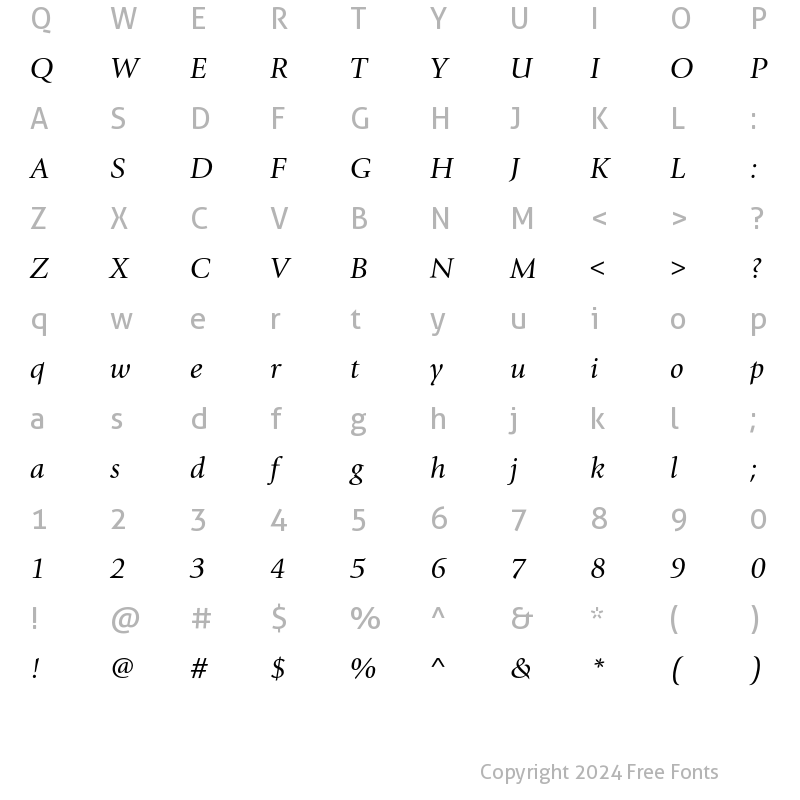 Character Map of GiovanniEF Book Italic