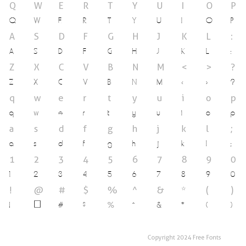 Character Map of GiovanniOpen Regular