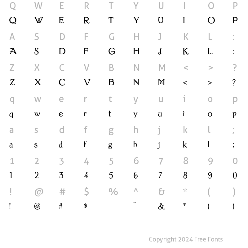 Character Map of Giraldon Regular