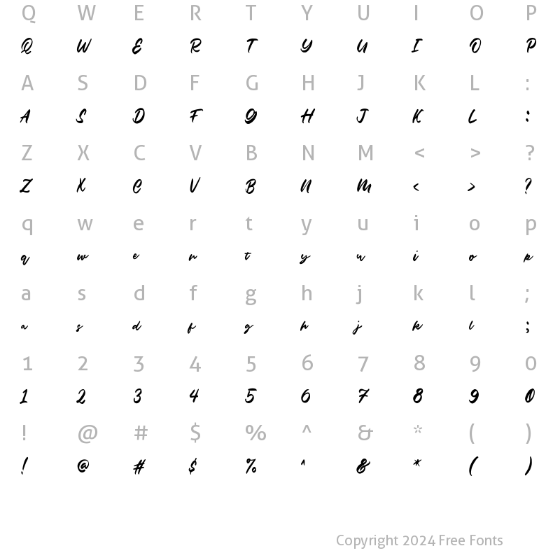 Character Map of Girkin Script Regular