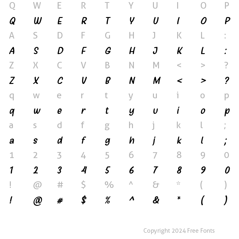 Character Map of Girls Marks Italic