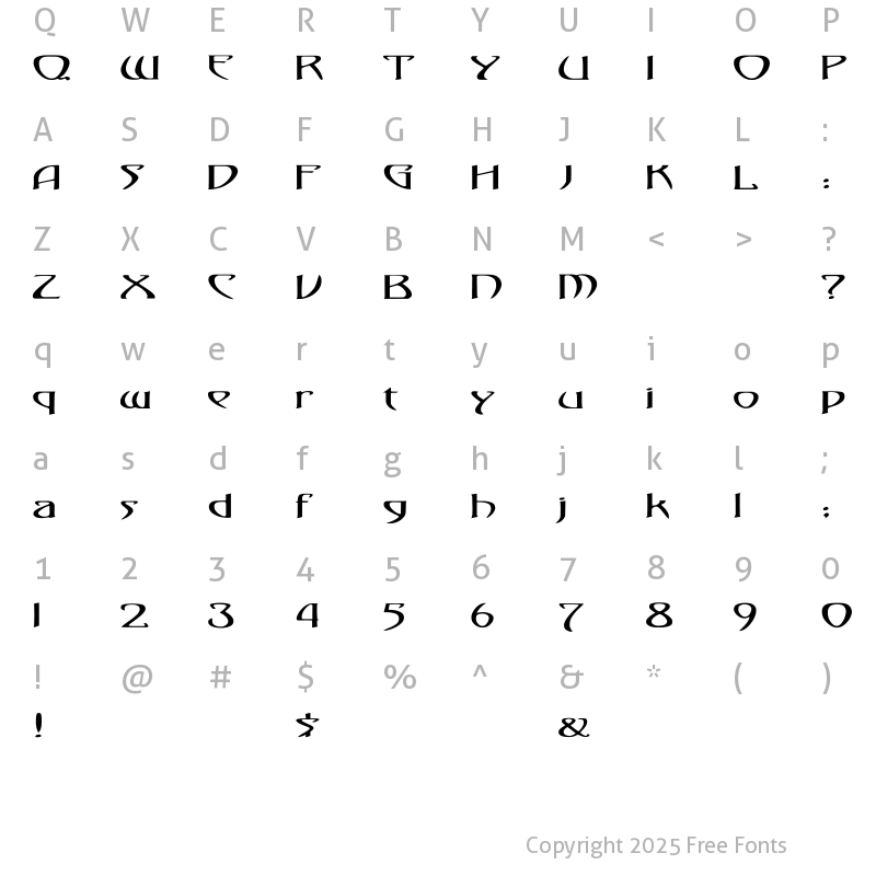 Character Map of Gismonda Ex Regular