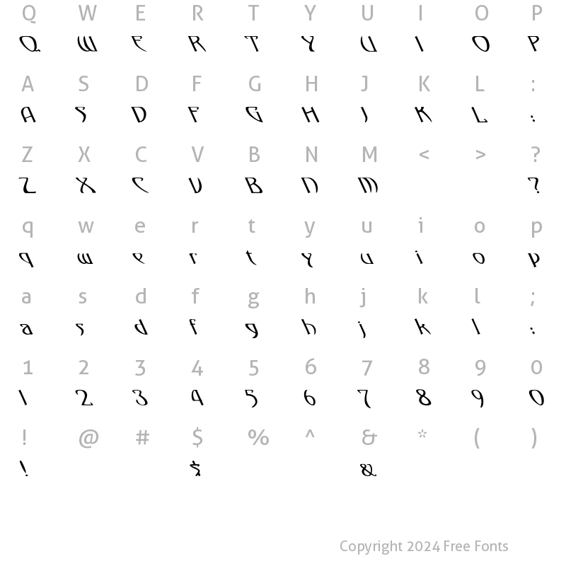 Character Map of Gismonda Really Leftified Regular