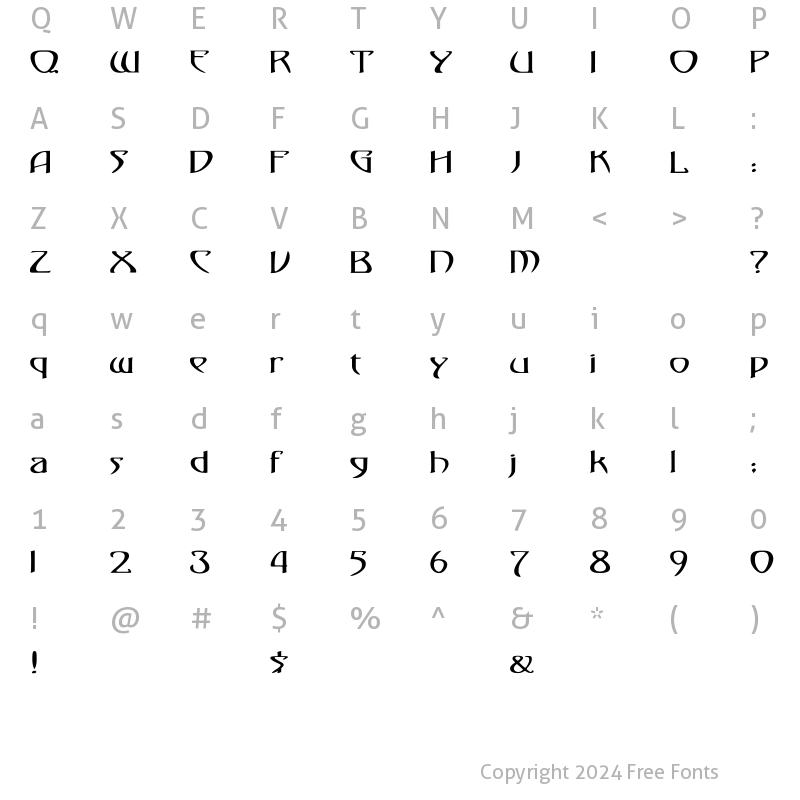 Character Map of Gismonda Wd Regular