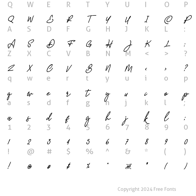 Character Map of Giving Italic