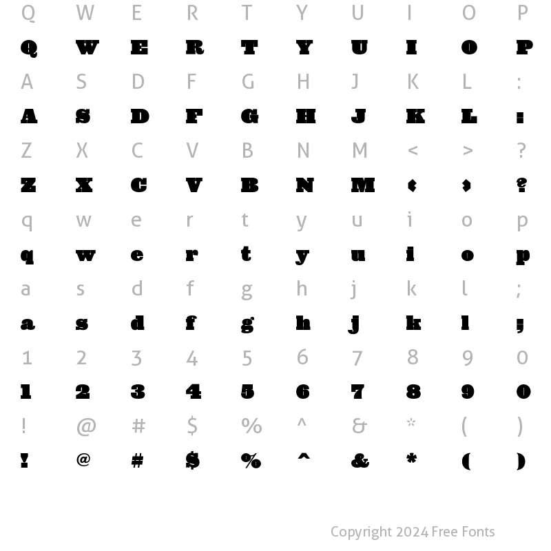 Character Map of Giza NineFive Regular