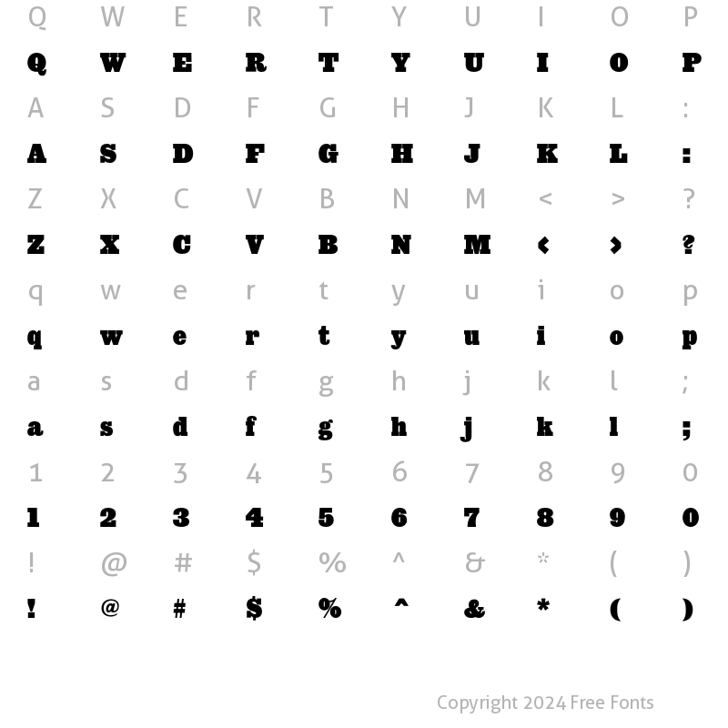 Character Map of Giza SevenThree Regular