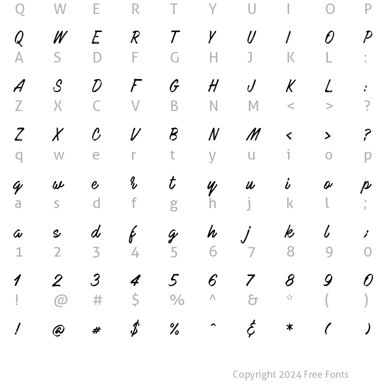 Character Map of Gladish Regular