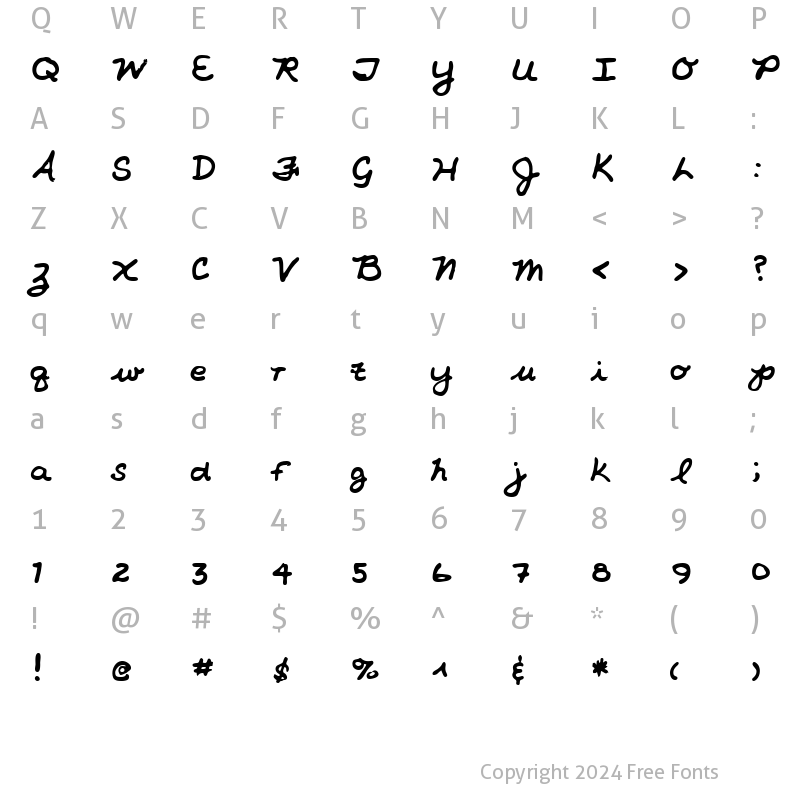 Character Map of Gladys Regular