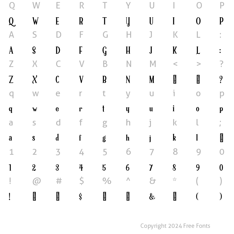 Character Map of Glandish Regular