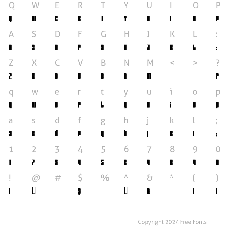 Character Map of Glare Regular