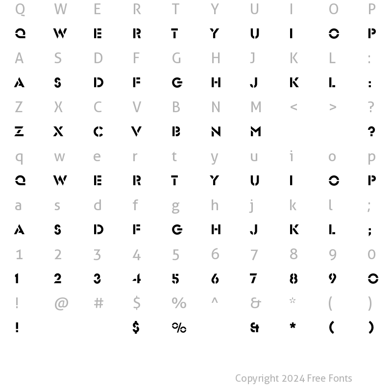 Character Map of GlaserStencilEF Regular