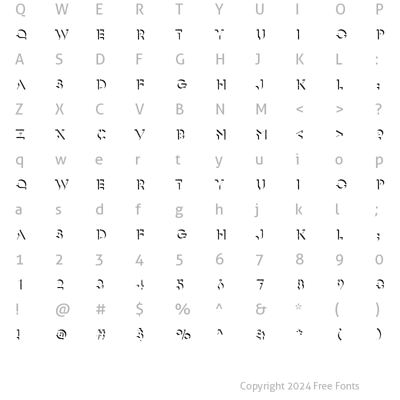 Character Map of GlaserSteOnlShaD Regular