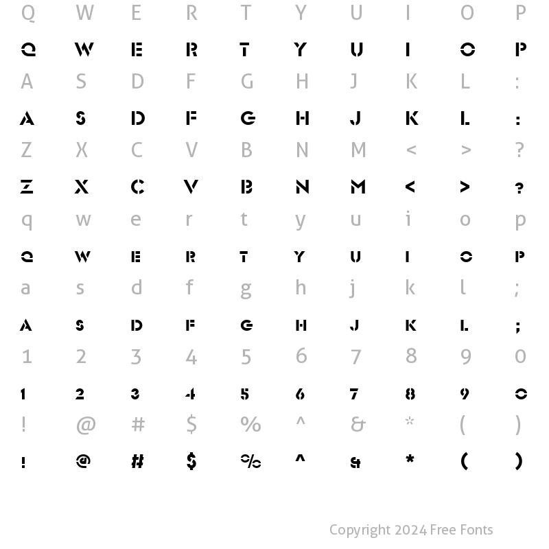 Character Map of GlaserSteSCD Regular