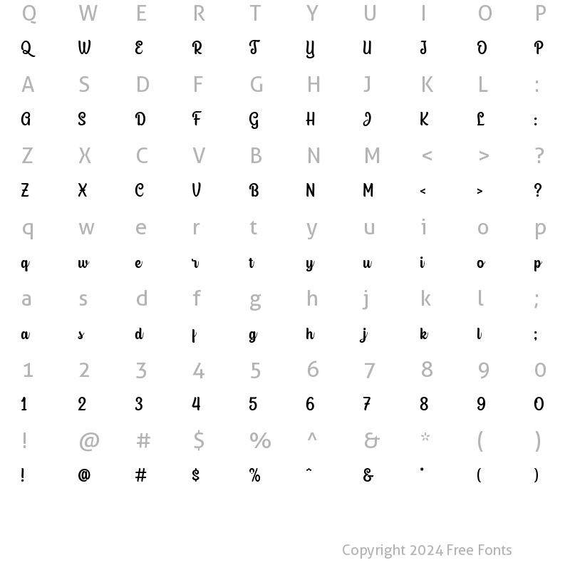 Character Map of Glasgow Script Regular