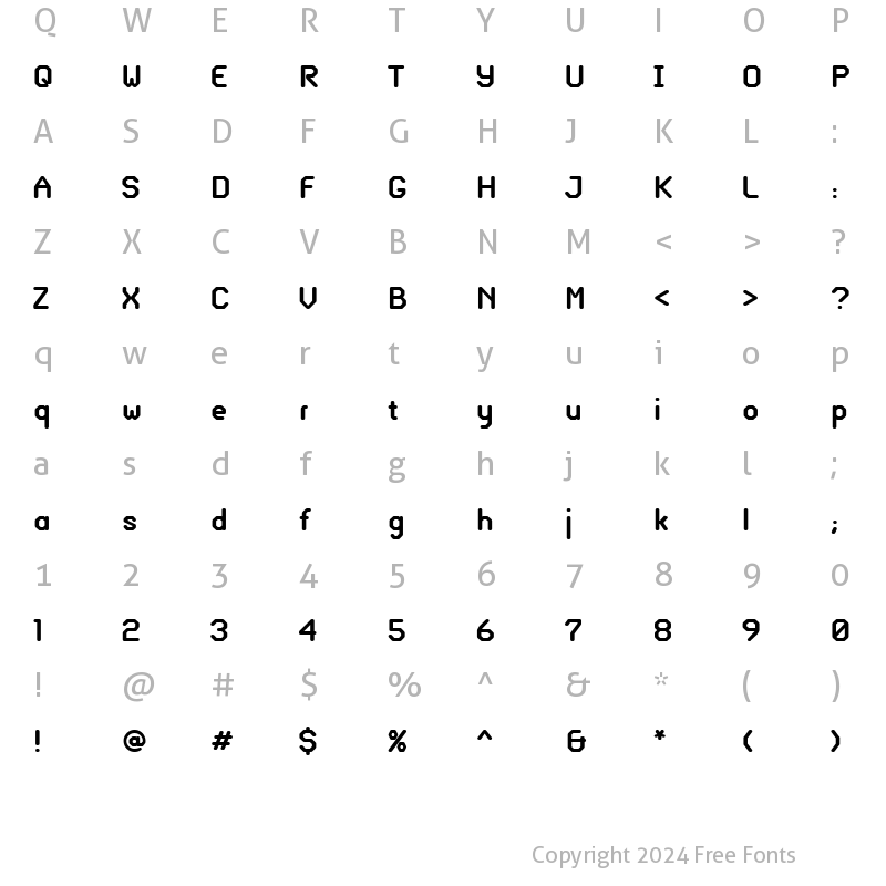 Character Map of Glass Gauge Regular