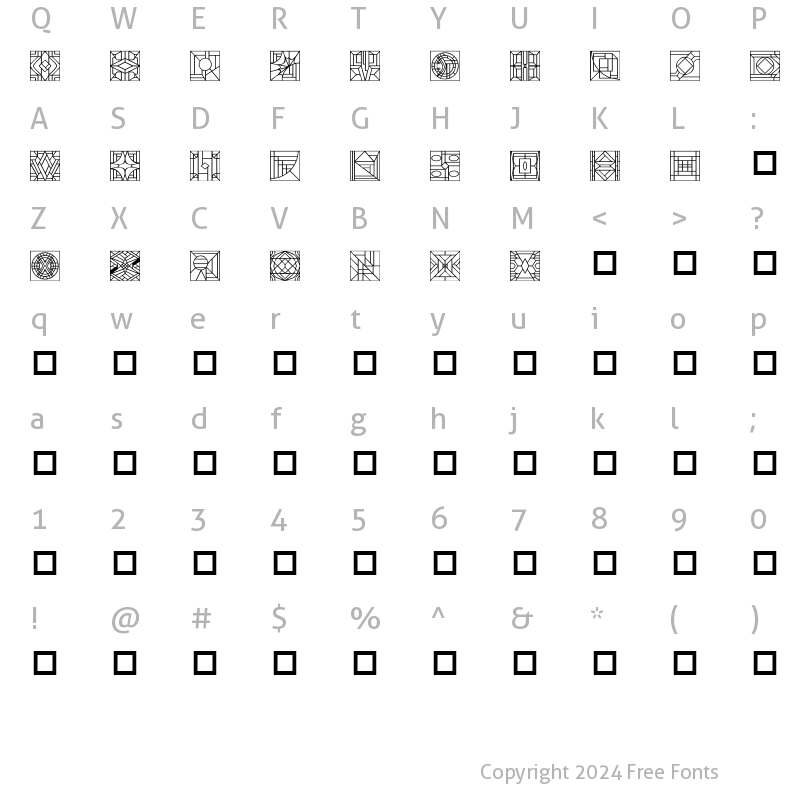 Character Map of glass Regular